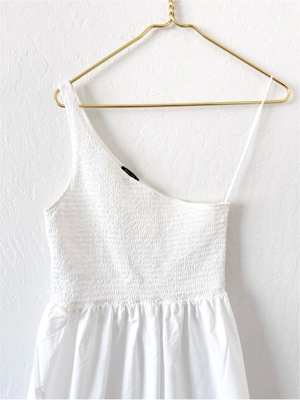 Massimo Dutti One-Shoulder White Midi Dress 100% cotton small - Picture 3 of 11